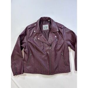 Levi Strauss Co Vegan Faux Leather Moto Jacket Size 2X Steampunk Biker